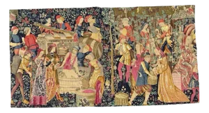 Vintage French Screen Printed by Hand Tapestry Vendanges Museum Design, 1970s