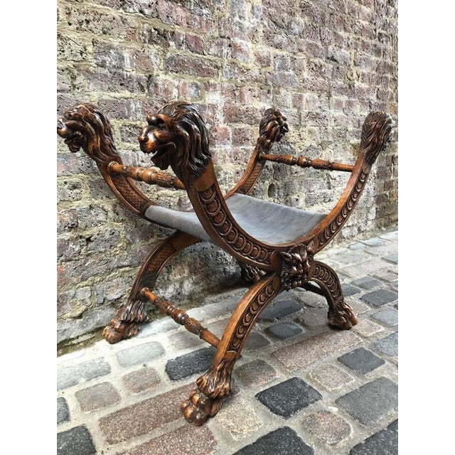 18th Century Italian Carved Walnut Stool For Sale - Image 4 of 11