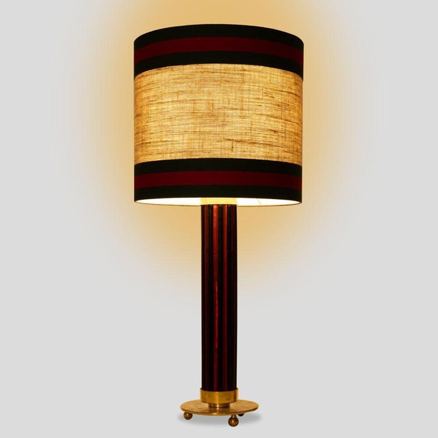 Brass and Metal Table Lamps with Murano Glass Rods, 1970s, Set of 2 For Sale - Image 11 of 12