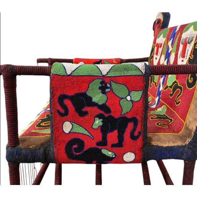 Mid 20th Century West African Beaded Armchair: A Yoruba Royal Seat For Sale - Image 9 of 15
