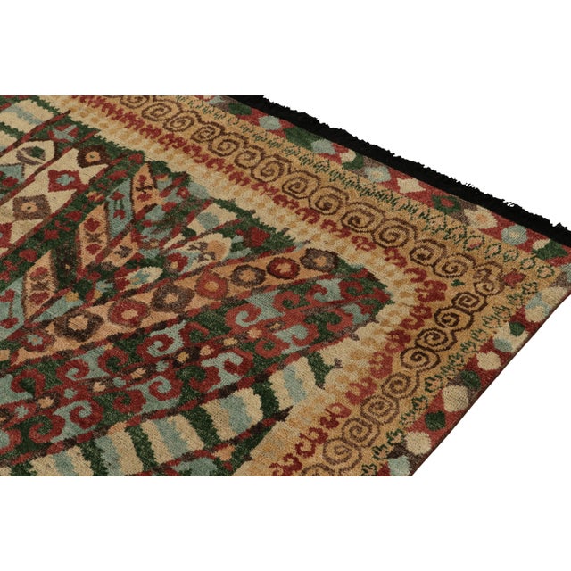 Tribal Style Rug in Red, Green Geometric Pattern and Beige Border by Rug & Kilim For Sale In New York - Image 6 of 7