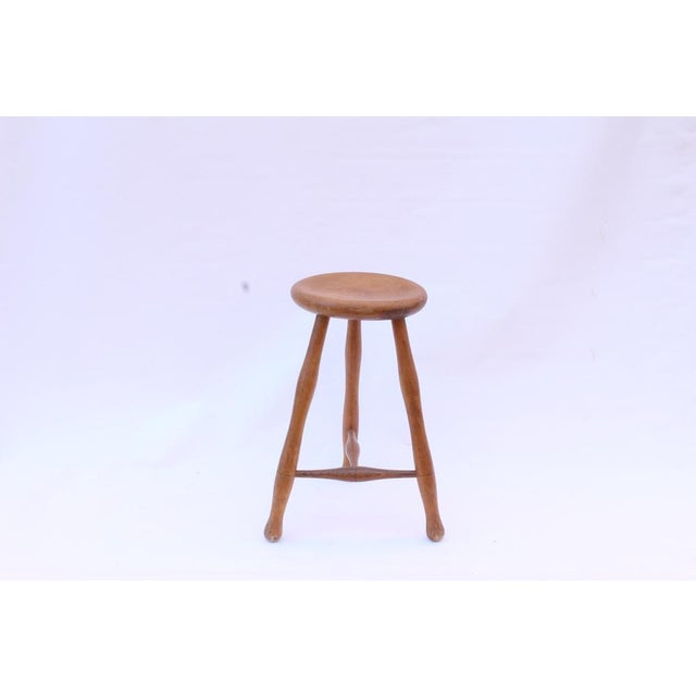 Scandinavian 3-Legged Farmer's Stool in Beech, 1890s For Sale - Image 12 of 12