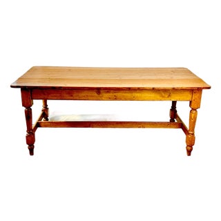 1860s Antique Folk Art French Country Farmhouse Dining Table, Kentucky Pine Heirloom For Sale