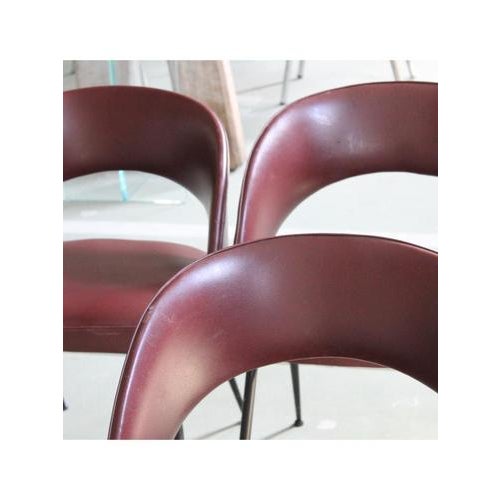 Burgundy Armchairs, 1950s, Set of 4 For Sale - Image 6 of 12