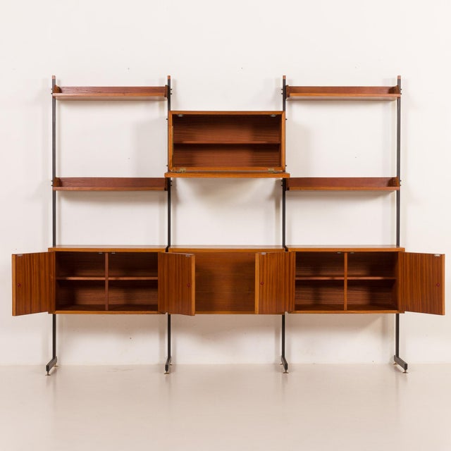 Black Italian Free Standing Wall Unit in Teak, 1950s For Sale - Image 8 of 18
