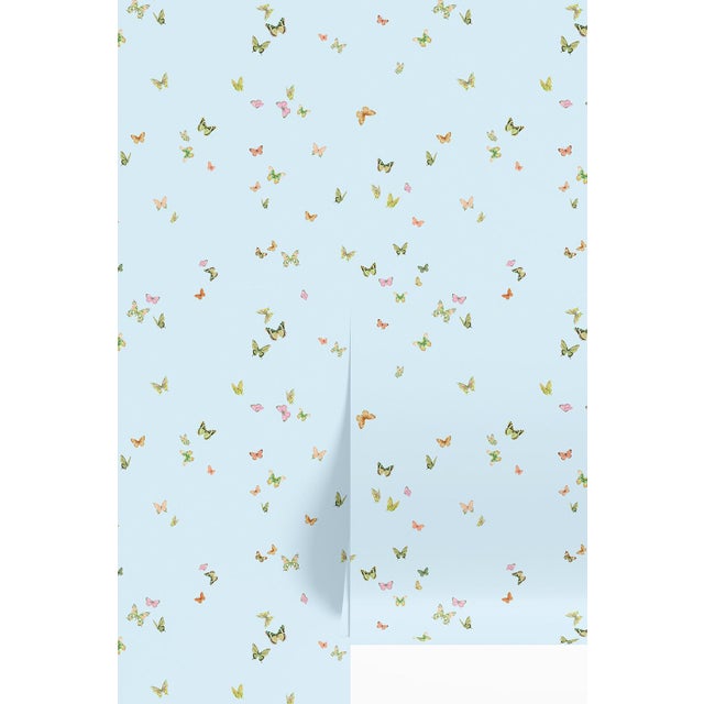 Butterfly Grove Grasscloth Wallpaper by House Party | Wisteria Blue | 6 Yards For Sale