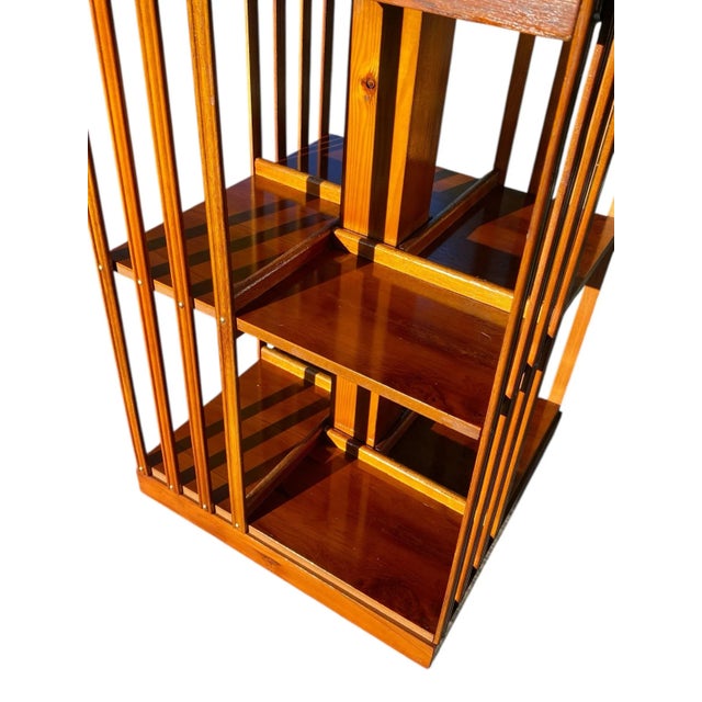Antique 2 Tier Carpathian Elm Revolving Bookcase With Paterae Inlay For Sale - Image 11 of 12