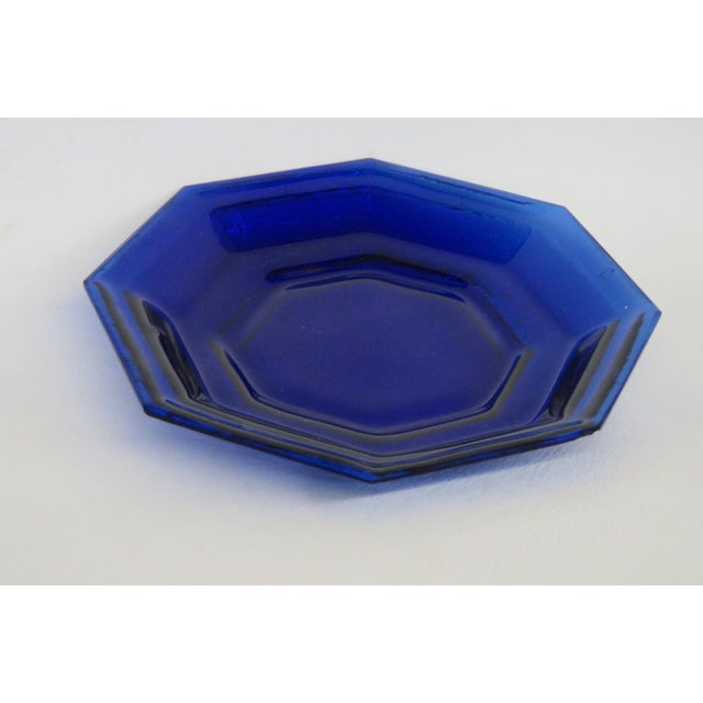 Deep Cobalt Blue Glass Plate 8 Sided Octagonal Small Dish Geometric Style 4879b For Sale - Image 4 of 10