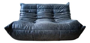 Black Leather 3-Seat Togo Sofa attributed to Michel Ducaroy for Ligne Roset