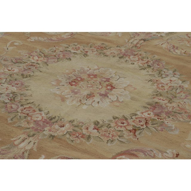 Rug & Kilim Rug & Kilim’s Aubusson Style Rug in Light Gold and Cream With Floral Medallion For Sale - Image 4 of 9