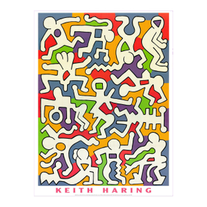 1990s After Keith Haring - Untitled (Palladium Backdrop) Vintage Fine Art Print Offset Lithography Poster 90s