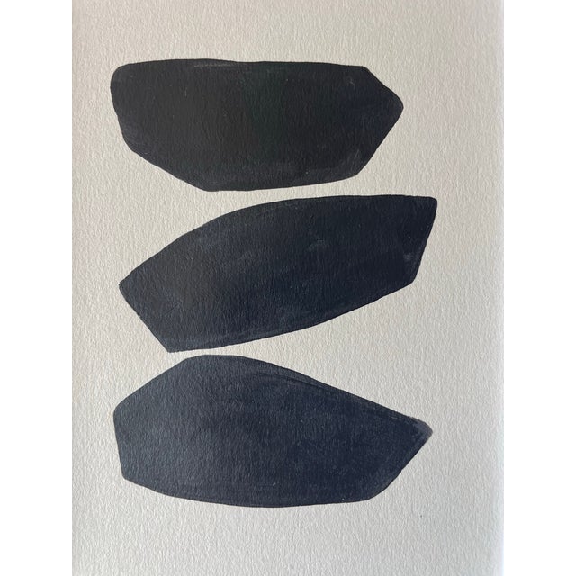 Abstract minimalist acrylic painting on French hand crafted cotton paper. Framed in a gold frame. All works on paper are...