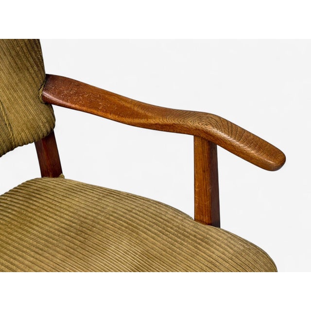Wood Frits Henningsen, Danish Modern, Corduroy, Wood, Lounge Chair, Denmark, 1940s For Sale - Image 7 of 12