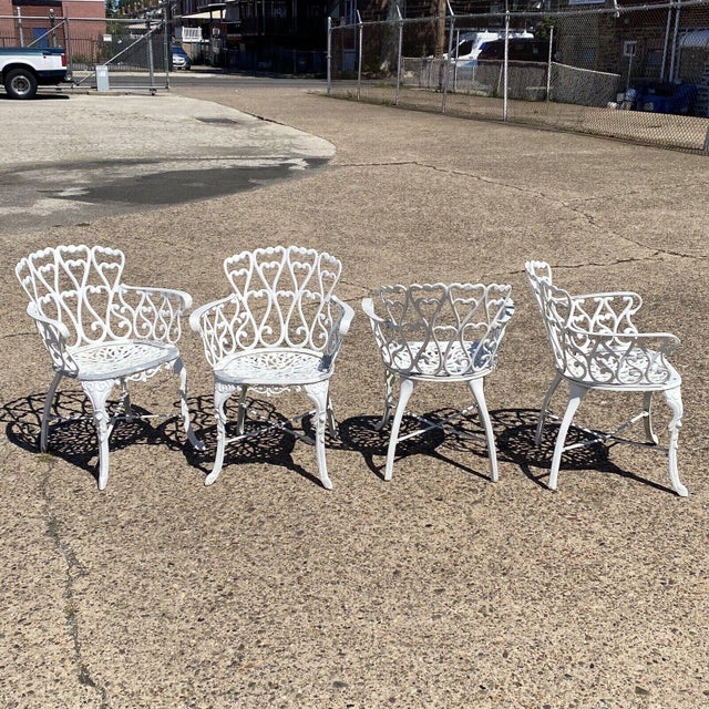 Late 20th Century Victorian Style Cast Aluminum Scrolling Heart Back