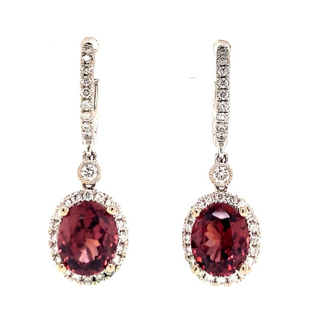 Natural Finely Faceted Quality Rubellite Tourmaline Diamond Earrings 18k Gold 6.62 TCW Certified $6,950 017705 This is a...