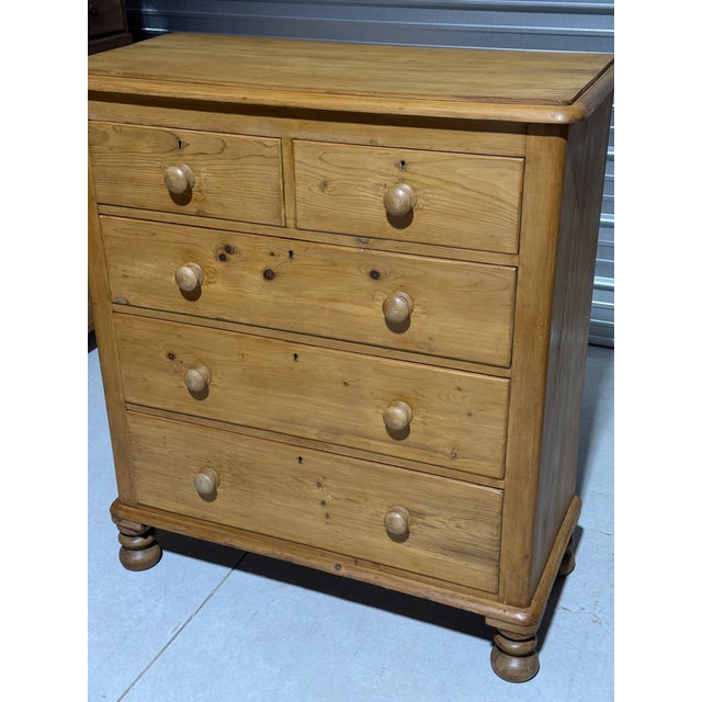 Tan Antique Pine Two Over Three Drawers - Chest of Drawers From England For Sale - Image 8 of 18