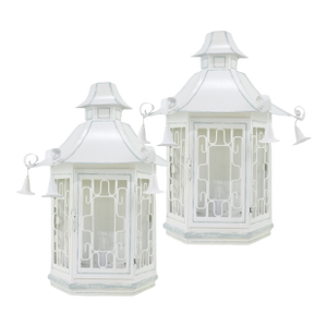 A Pair of Vintage White Twin Tower Small Size Beautiful Handmade Metal Wall Lamps