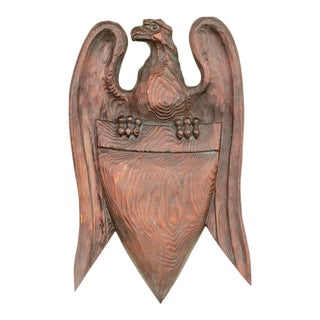 Vintage Carved Wood Eagle Wall Plaque For Sale