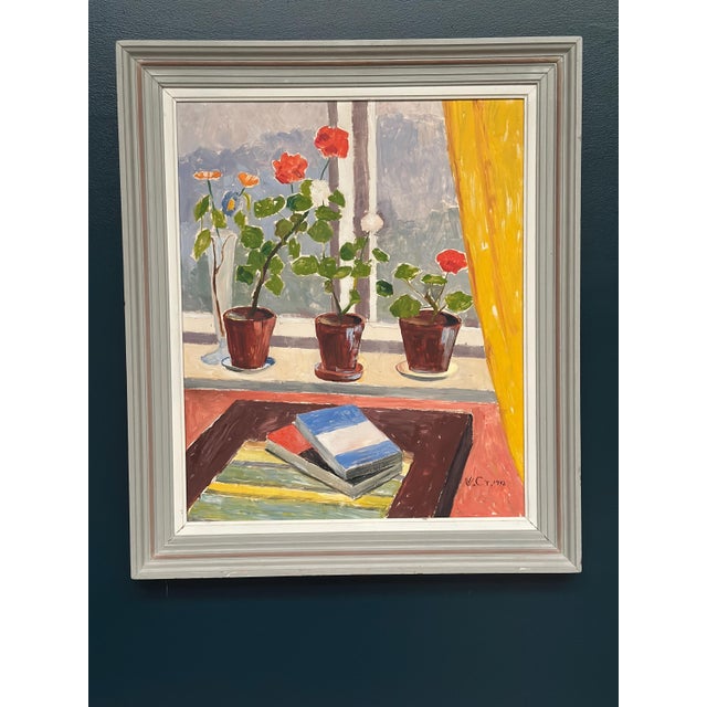 Unknown, Books and Blossoms, 1950s, Oil on Panel, Framed For Sale - Image 17 of 18