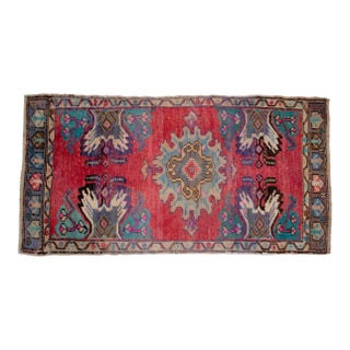 Hand Knotted Door Mat, Entryway Rug, Bath Mat, Kitchen Decor, Small Rug, Turkish Rug - 1′7″ × 3′ For Sale