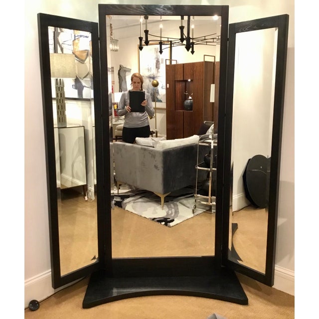 Caracole Modern Black Wood Tri Fold Floor Mirror Prototype Chairish