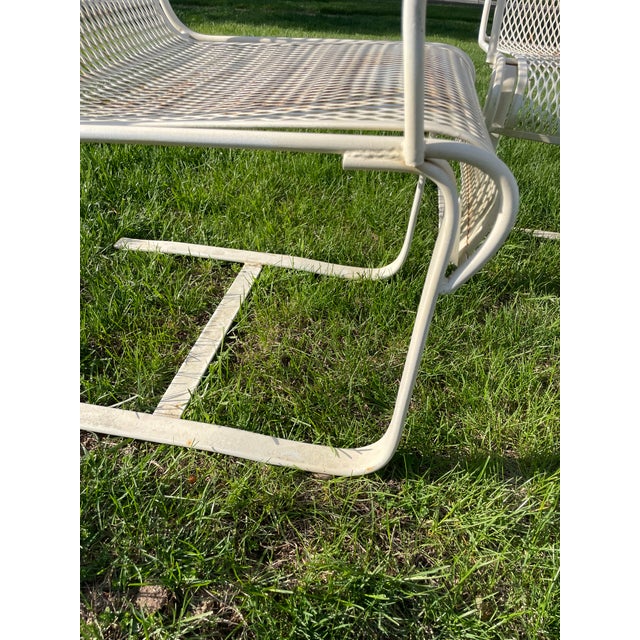 Metal 1970s 4 Woodard Wrought Iron Cantilever Garden Patio Chairs Dogwood, Attributed For Sale - Image 7 of 10