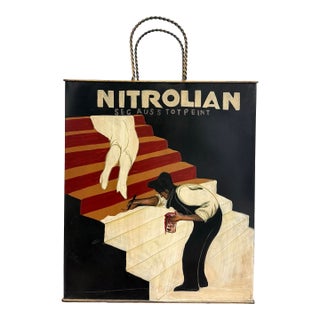 Vintage Hand-Painted Leonetto Cappiello “Nitrolian” Advertising Magazine Holder - Double Sided For Sale