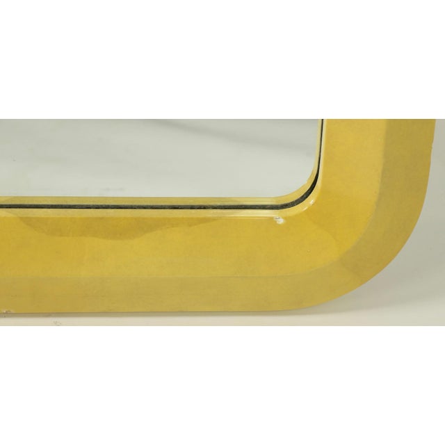 Large Lacquered Parchment and Chrome Framed Mirror after Karl Springer For Sale In New York - Image 6 of 12