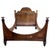 Antique walnut double bed from the first half of the 19th century, with a boat-shaped frame entirely veneered with thick...