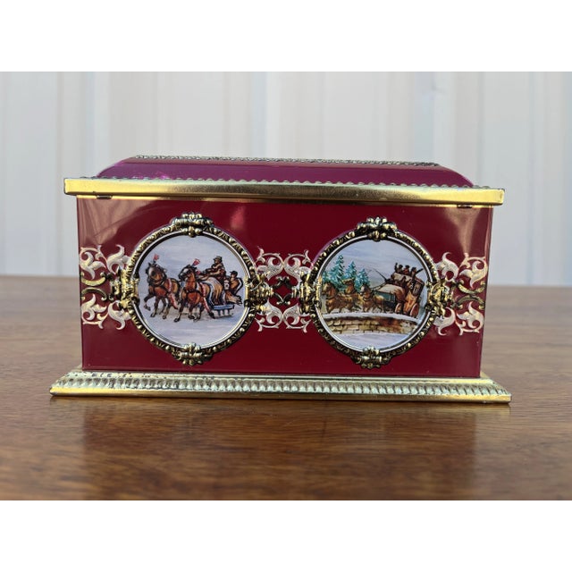 Hollywood Regency 1970's Western Germany Christmas Cookie Tin Container For Sale - Image 3 of 12