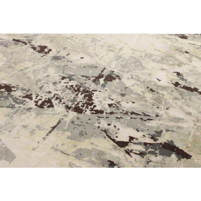 Rug & Kilim Hand-Knotted Abstract Art Rug in Gray and White Painterly Pattern by Rug & Kilim For Sale - Image 4 of 6