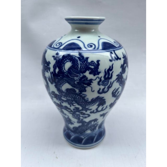 Chinese Blue and White Porcelain Dragon Vase For Sale - Image 4 of 8