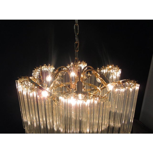 Italian Quadriedri Gold Metal Frame Murano Chandeliers, Set of 2 For Sale - Image 14 of 18