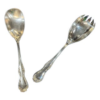 Silver-Plated Salad Servers with Russell Pattern from Mappin & Webb, Set of 2 For Sale