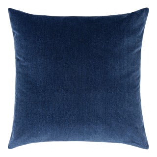 Scalamandre 22" x 22" Tudor Velvet Pillow in Lapis For Sale
