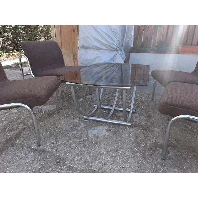 1960s Hungarian Chrome-Plated Metal Table and Dining Chairs Set, 1960s, Set of 5 For Sale - Image 5 of 10