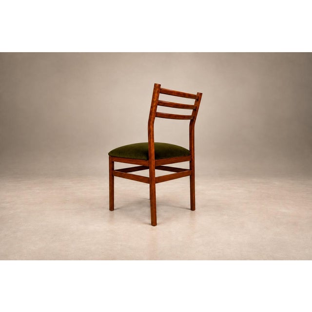 Mid-Century Modern Brazilian Modern Set of Twelve Chairs in Caviuna wood & Olive Velvet, Arrendamento, 1960s, Lot 661-1181 For Sale - Image 3 of 18