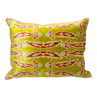 Silk Velvet Ikat PIllow For Sale