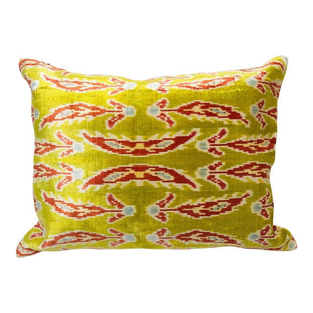 Silk Velvet Ikat PIllow For Sale