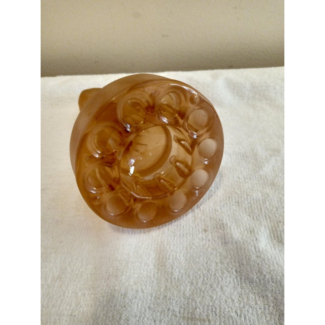 Cambridge Glass Company Vintage 1920's Cambridge Pink Satin Draped Lady Flower Frog 10 Hole For Sale - Image 4 of 5