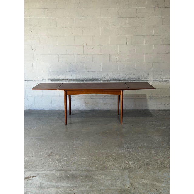 Mid-Century Modern Long Teak Extendable Dining Table With Two Pull-Out Leaves Danish Mid-Century Modern 1960s For Sale - Image 3 of 11