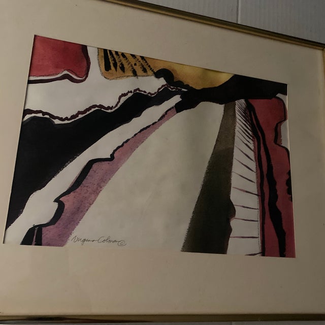1980s Virginia Colman. Abstract Water Colour Painting Artwork With Bold Colors and Dynamic Lines, Signed For Sale - Image 12 of 12