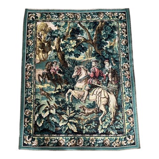 Late 19th Century Attributed to Aubusson Verdure Wall Tapestry Hunt Scene For Sale