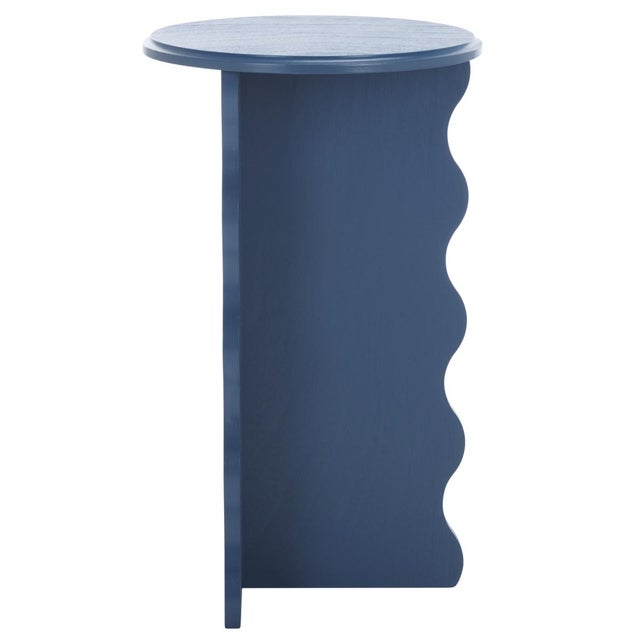 Wood Lilith Wavy Accent Table in Blue For Sale - Image 7 of 8