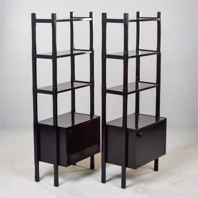 Black Mid Century Italian Ebonised Shelf Cabinets - Pair For Sale - Image 8 of 12