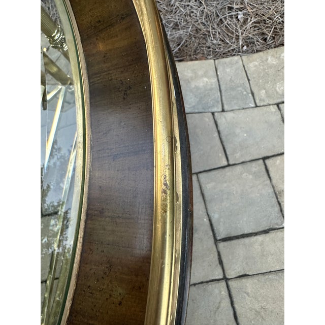 Wood La Barge Neoclassical Demi Lune Brass, Wood & Glass Table For Sale - Image 7 of 11