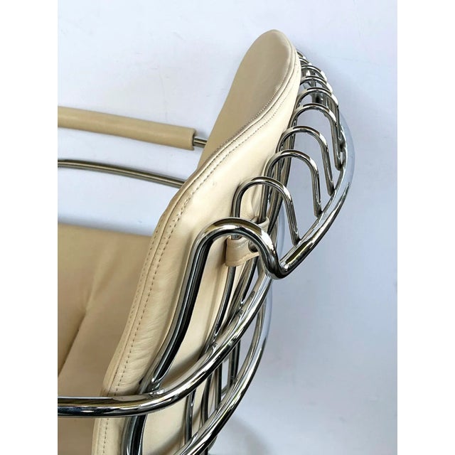 Metal 1970s Set of Four Gastone Rinaldi for Rima Tubular Chrome Cantilever Arm Chairs For Sale - Image 7 of 8