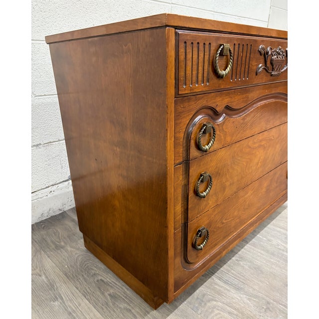 1930s Vintage Johnson Furniture Co 1930s Walnut Chest of Drawers For Sale - Image 5 of 12