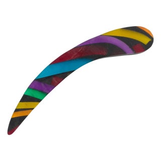 Harriet Bauknight for Kaso Black and Rainbow Geometric Acrylic Resin Brooch For Sale