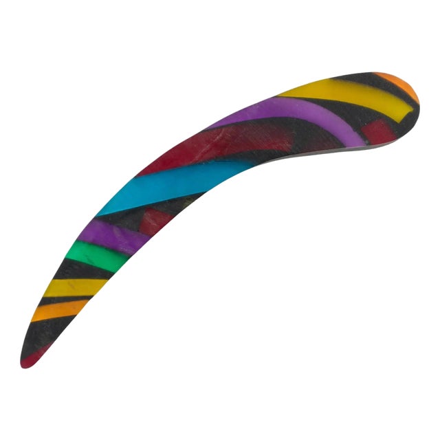 Harriet Bauknight for Kaso Black and Rainbow Geometric Acrylic Resin Brooch For Sale